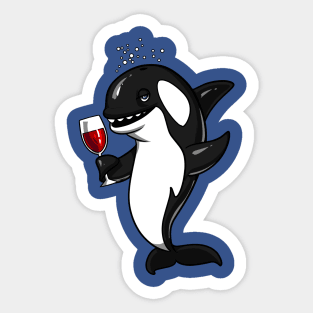 Orca Killer Whale Wine Drinking Funny Ocean Party Sticker